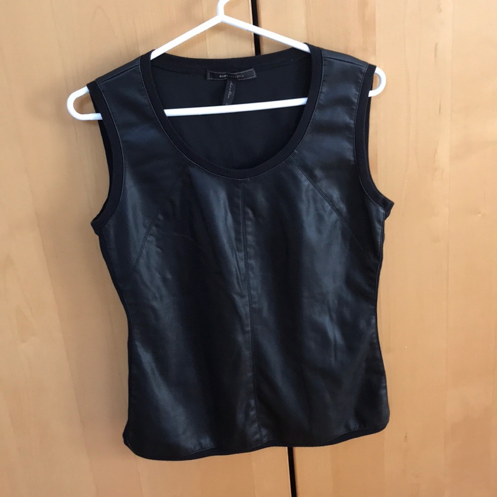 Black leather tank BCBG Maxazria Sz m